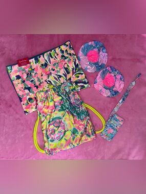 Lilly Pulitzer Tropical Neon Pink Multi-Color Accessory Set